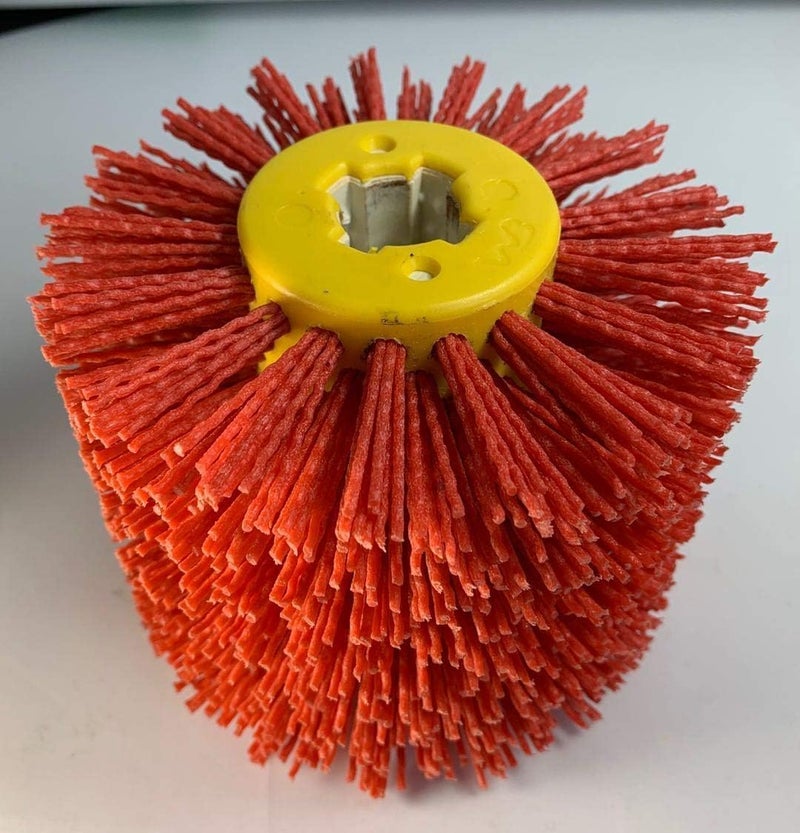 Signi Abrasive Nylon Drawing Wheel Drum Burnishing Brush for Wood polishing 1 Pack (60 Grrit, Red Color Nylon) - Image 1